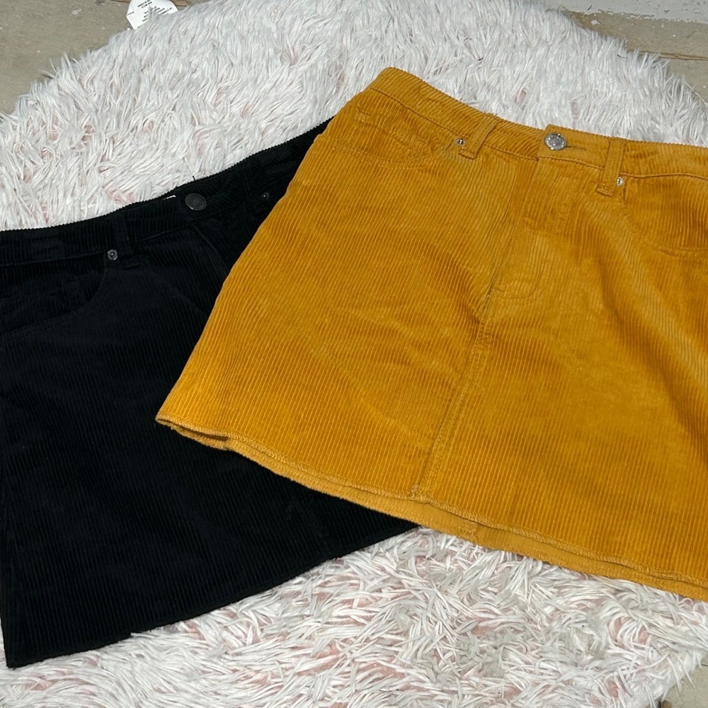 Corduroy Mini Skirt Bundle Small Black Mustard Yellwo 2 Pk Fall Streetwear Y2K